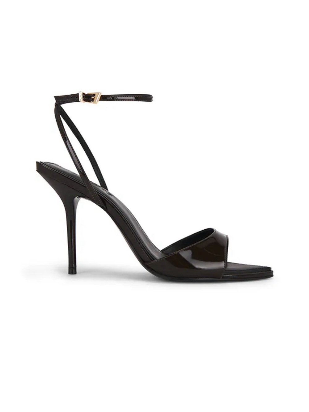 Schutz Elodie Black Patent Ankle-Strap Stiletto Sandal - Like New